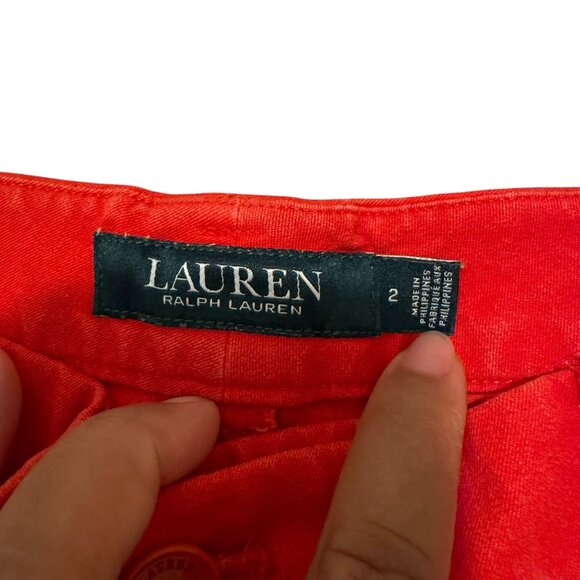 Lauren Ralph Lauren Womens Red Twill Shorts Size 2P - Picture 10 of 12